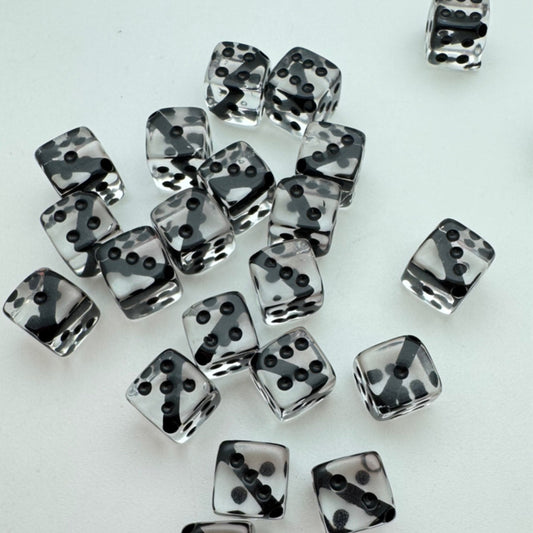 Dice Bead 9mm Clear with black