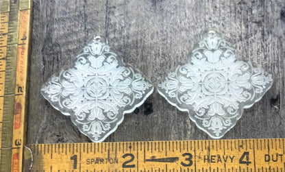 Engraved Clear Acrylic Earring Pair - Soft Green Edge - Lightweight Jewelry Blanks - Components - CB&CO