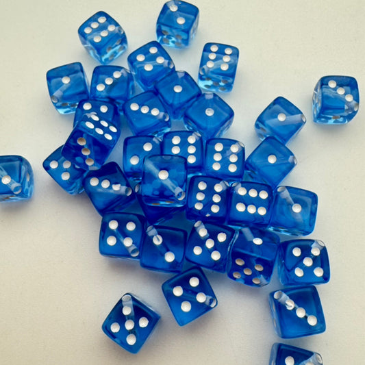 Dice Bead 9mm Sapphire with white