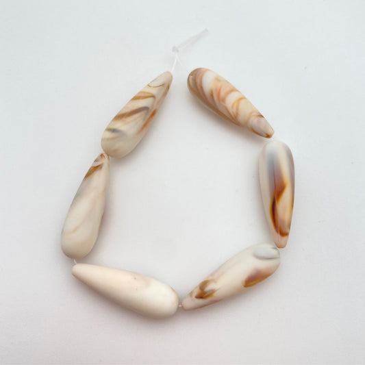 Drop 30x10mm Ivory Marble Matte