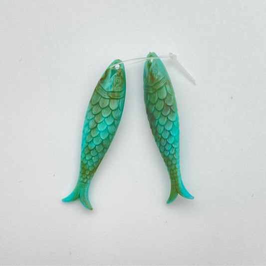 Fish Drop 48mm Turquoise Marble