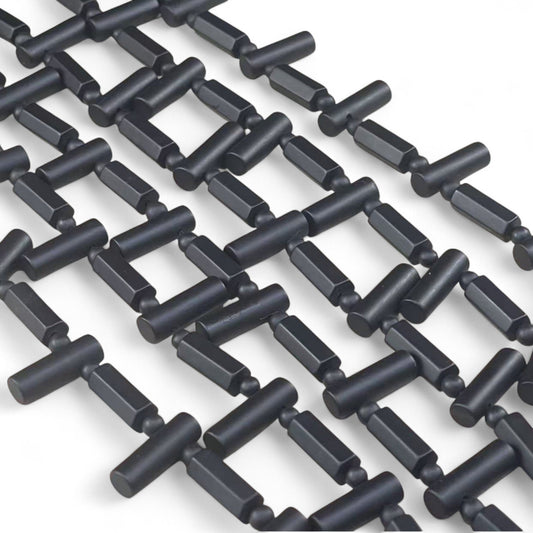 Matte Black Onyx, Tube Top Drilled with Cut Tube and Round 4mm