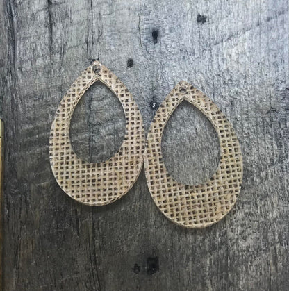 Burlap Printed Acrylic Earring Pair - Jewelry Making Supplies - Components - Blanks