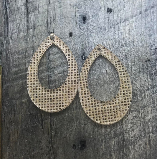 Burlap Printed Acrylic Earring Pair - Jewelry Making Supplies - Components - Blanks