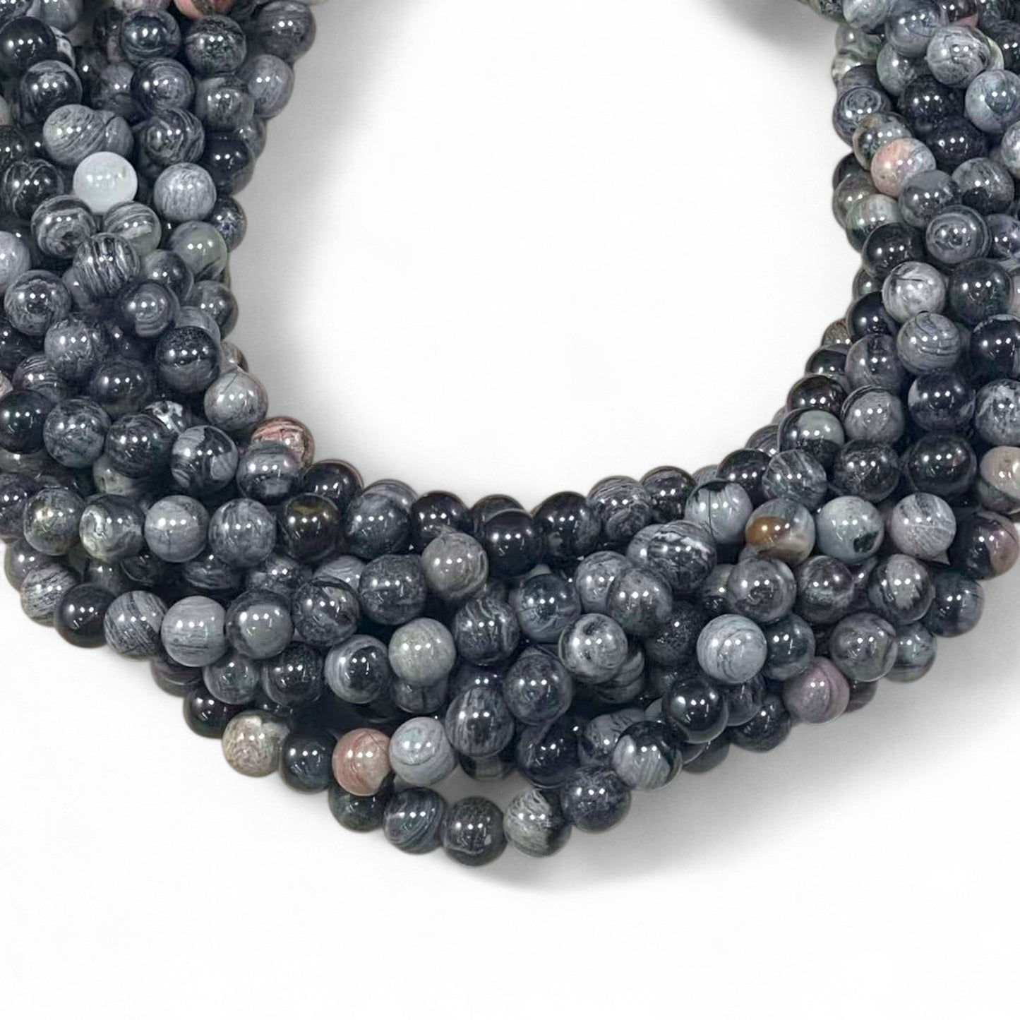 Black Silver Leaf Jasper Round