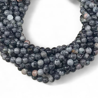 Black Silver Leaf Jasper Round