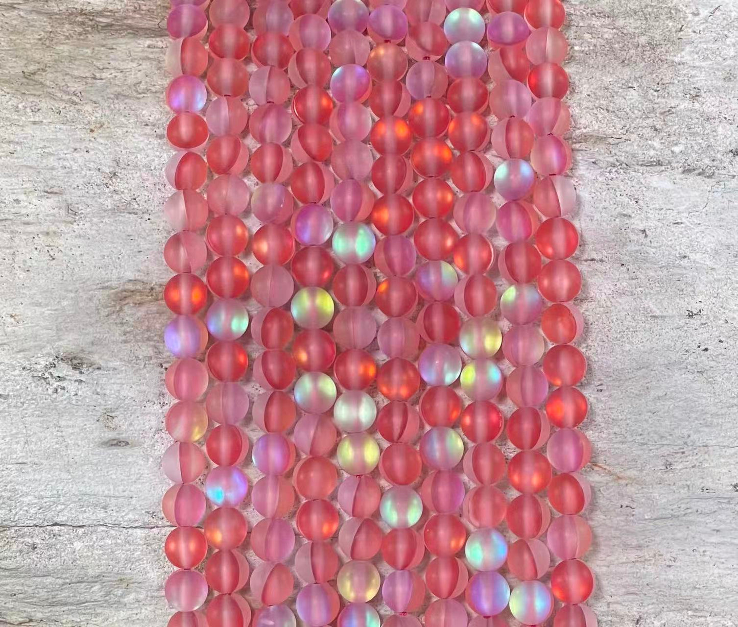 Matte Mermaid Glass Beads aka Mystic Aura Quartz, Round 6mm 8mm