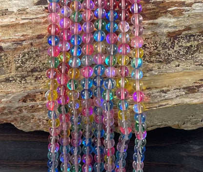 Mermaid Glass Beads aka Mystic Aura Quartz, Round 6mm 8mm