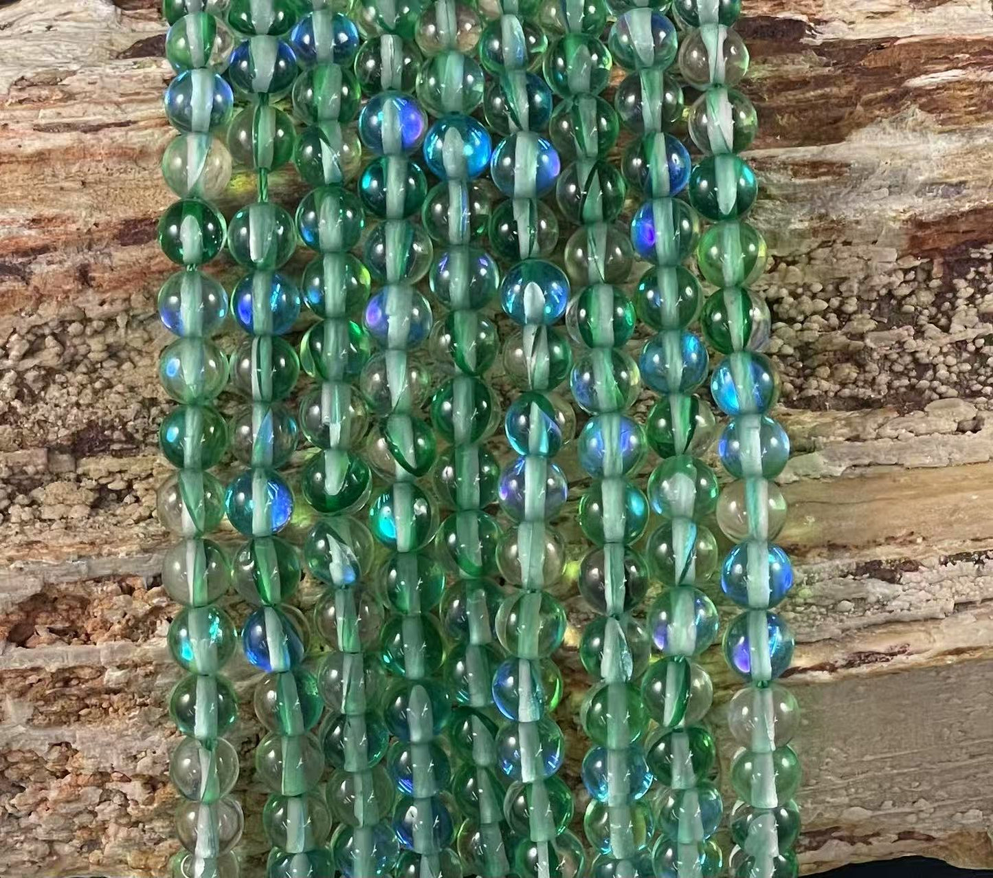 Mermaid Glass Beads aka Mystic Aura Quartz, Round 6mm 8mm