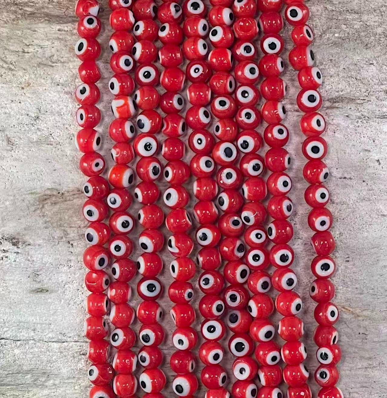 Evil Eye/Mal de Ojo, Glass Beads Round 6mm 8mm