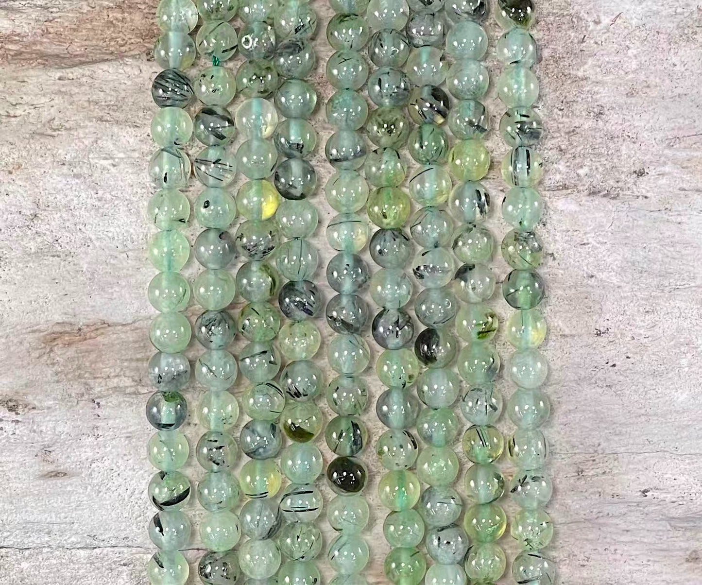 Prehnite w/ Black Tourmaline & Epidote Round