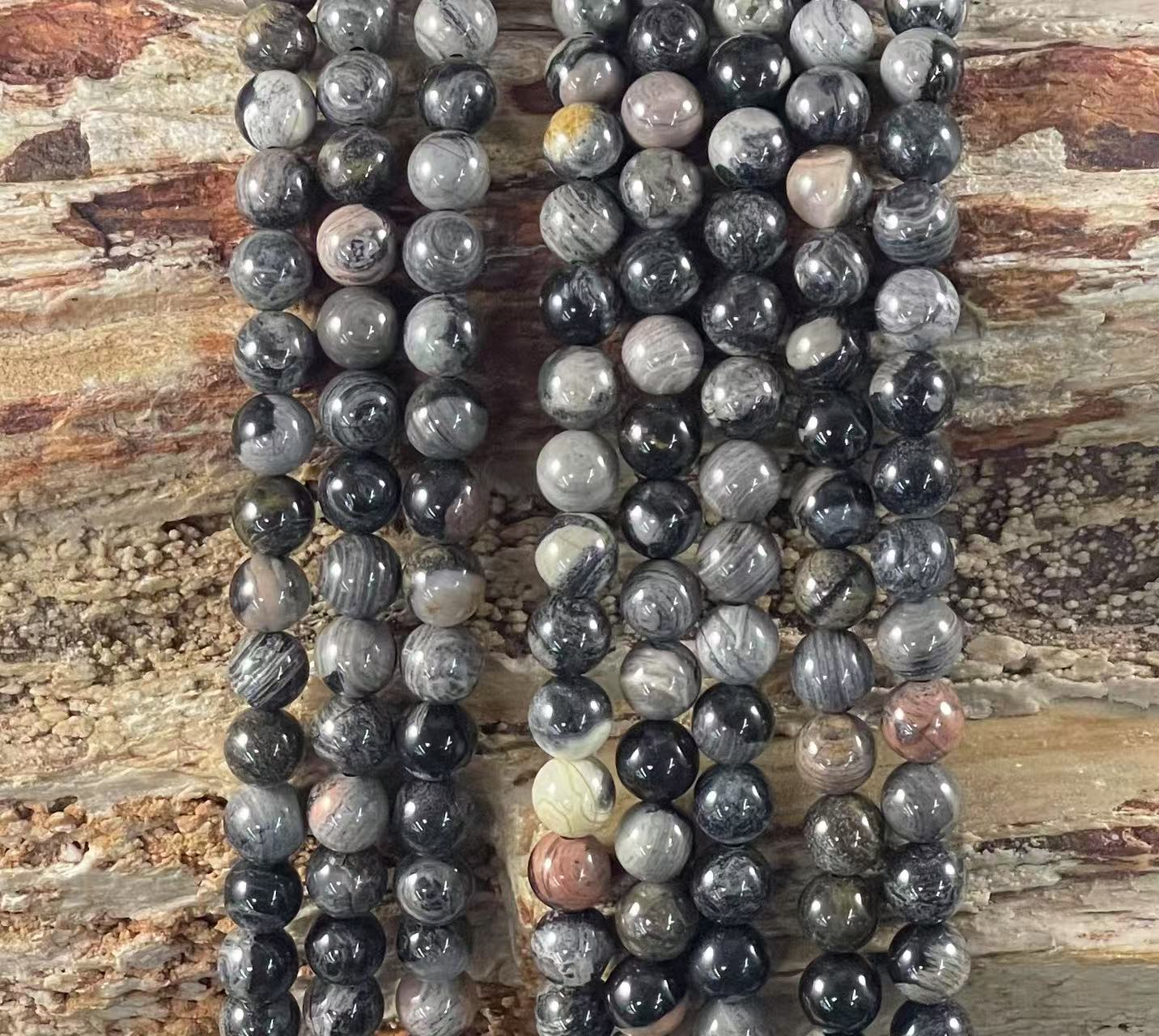 Black Silver Leaf Jasper Round