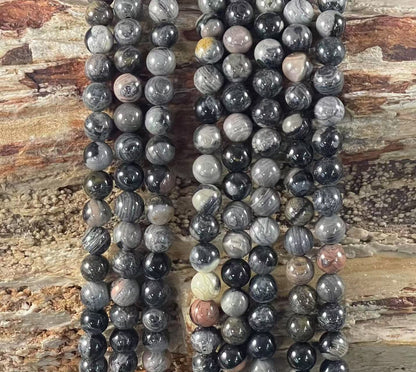 Black Silver Leaf Jasper Round