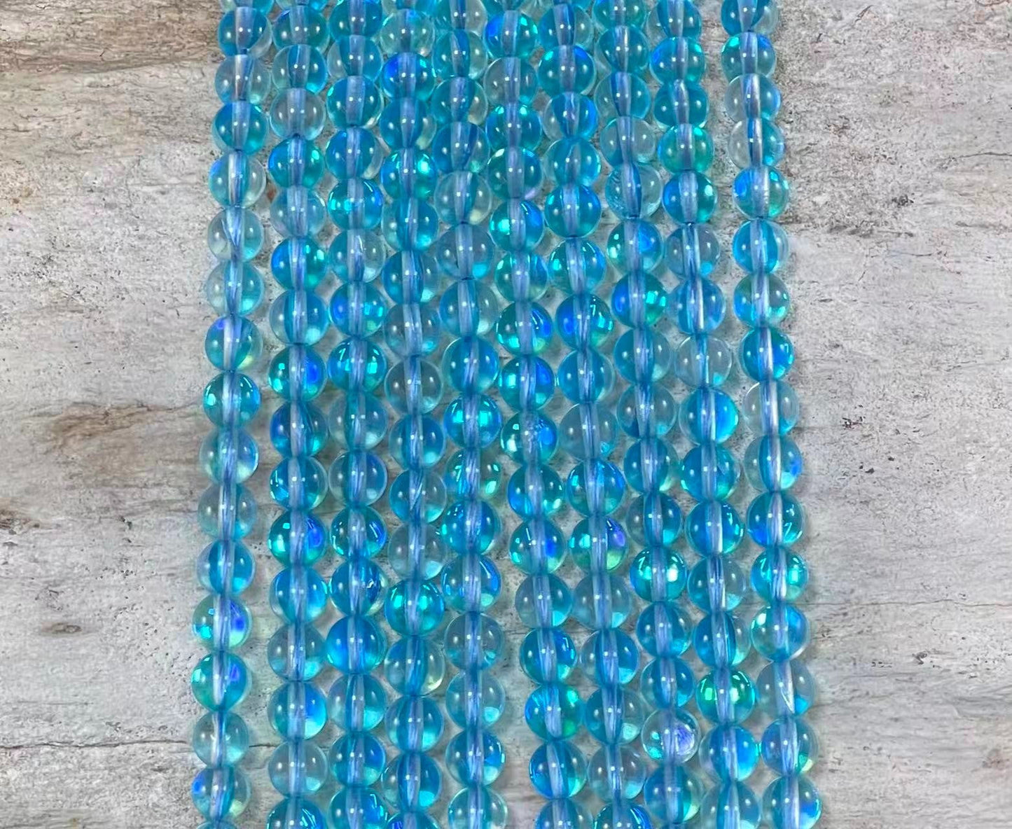 Mermaid Glass Beads aka Mystic Aura Quartz, Round 6mm 8mm