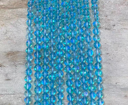 Mermaid Glass Beads aka Mystic Aura Quartz, Round 6mm 8mm