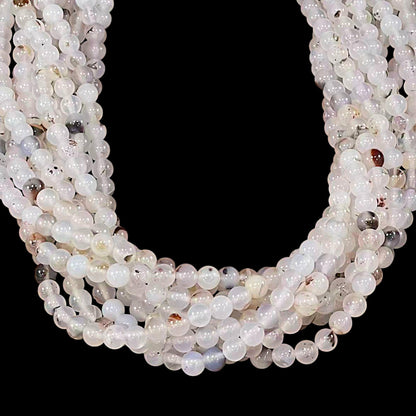 Dendritic Grey Agate, Round 6mm 8mm