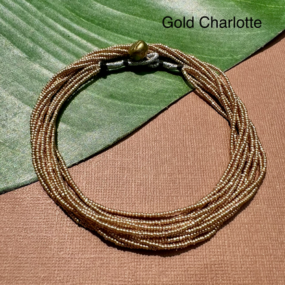 Multi Strand Seed Bead Necklaces - 6 Strand Short