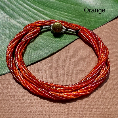 Multi Strand Seed Bead Necklaces - 6 Strand Short