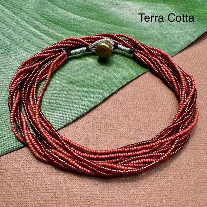 Multi Strand Seed Bead Necklaces - 6 Strand Short