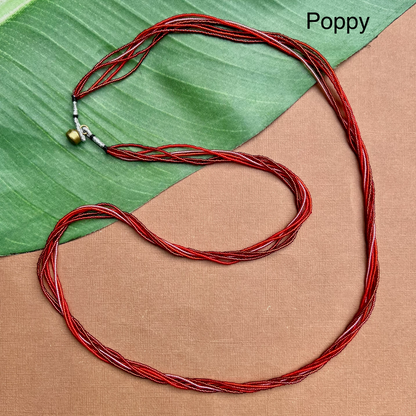 Multi Strand Seed Bead Necklaces - 6 Strand Long