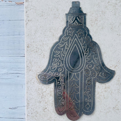 Large Contemporary Silver Metal Hamsa - Rita Okrent Collection (J259)
