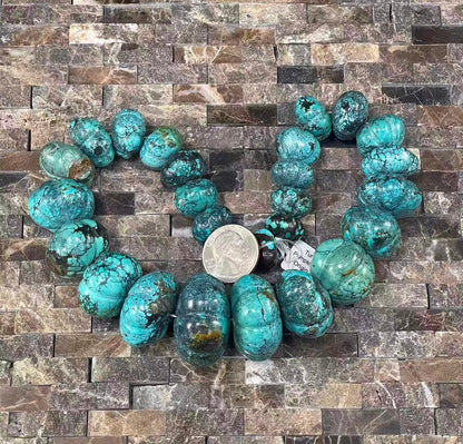 Rare Turquoise Graduated Carved Pumpkin Shape