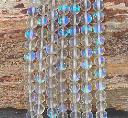Mermaid Glass Beads aka Mystic Aura Quartz, Round 6mm 8mm