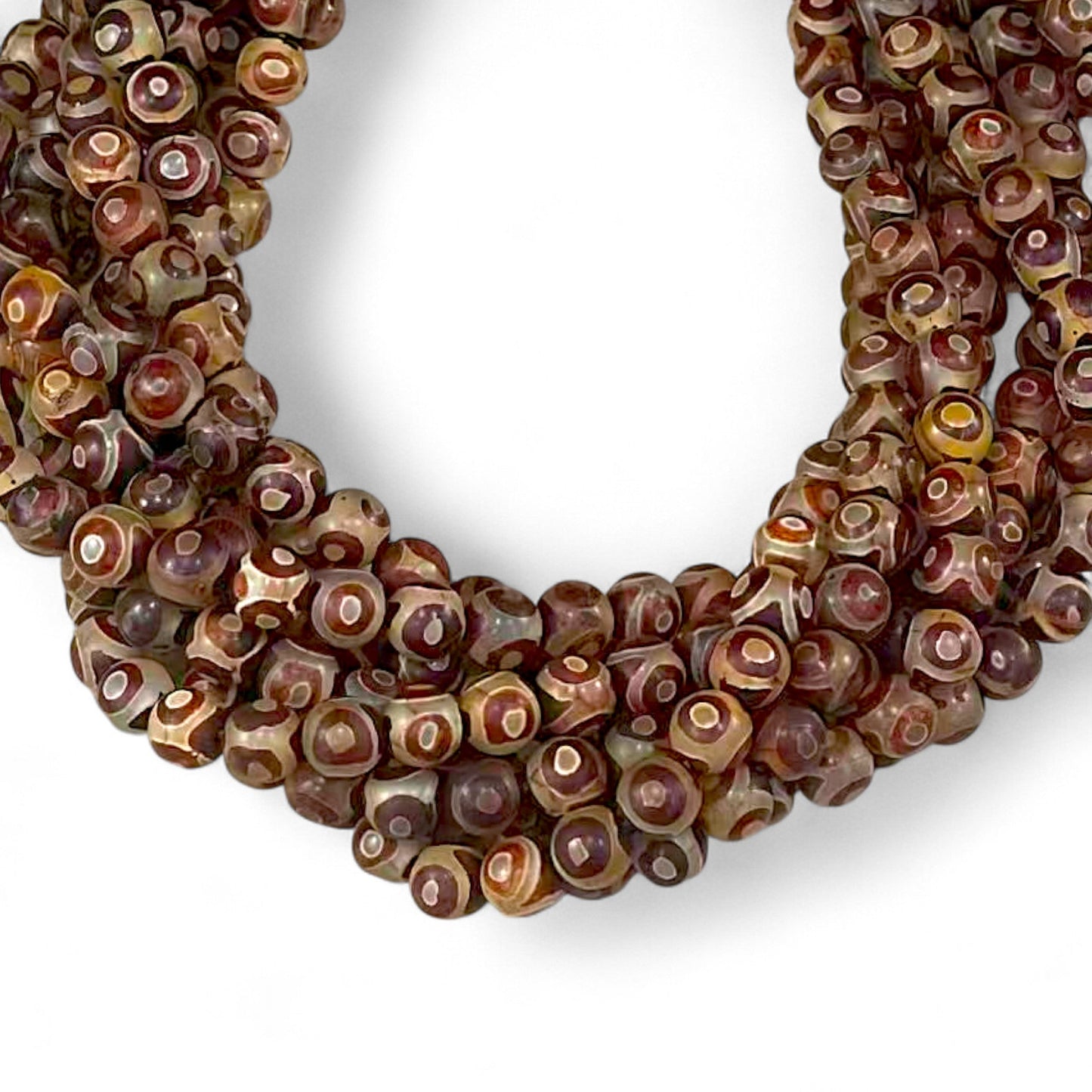 Dzi Agate, Tibetan Agate or Etched Agate Matte, Round 8mm, (Brown Eye Design)