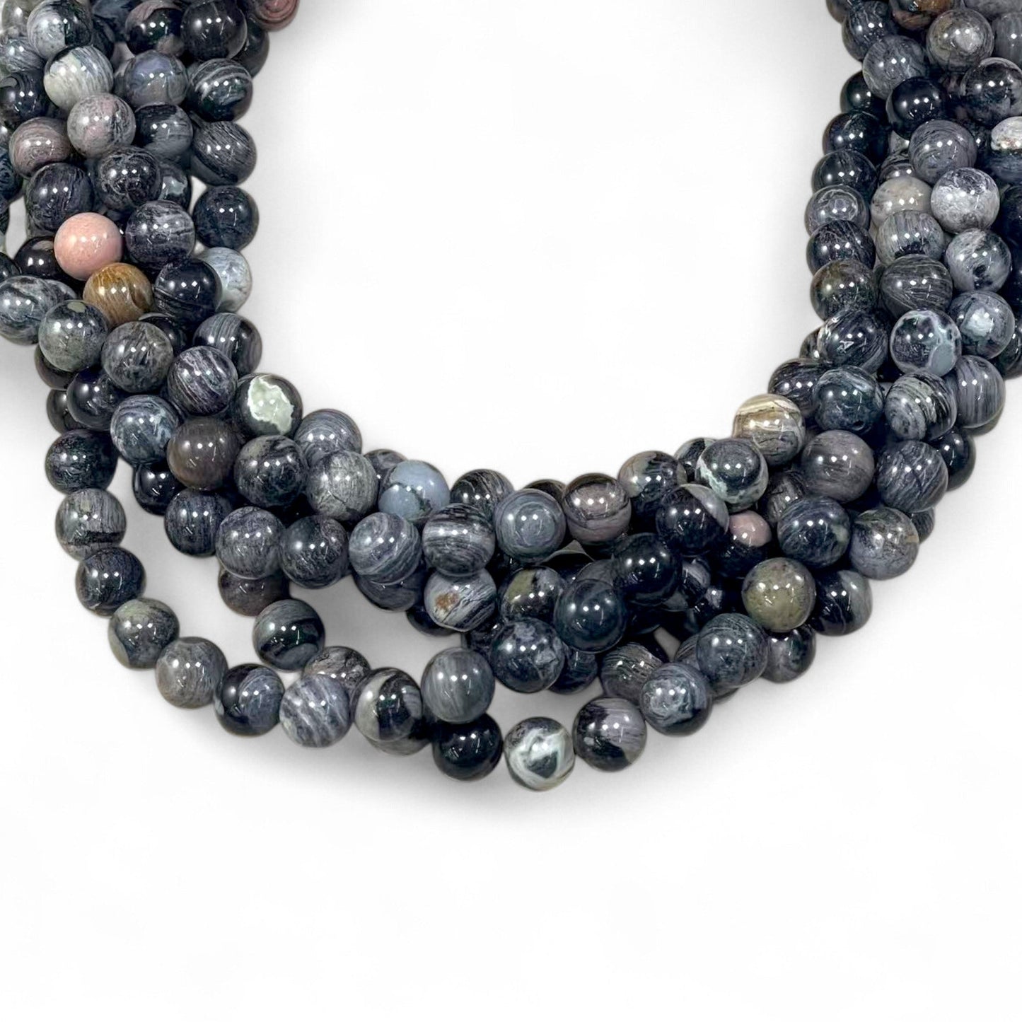 Black Silver Leaf Jasper Round