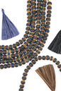 8mm Two Tone Charcoal & Brown Rondelle Bone Beads, 8x7mm