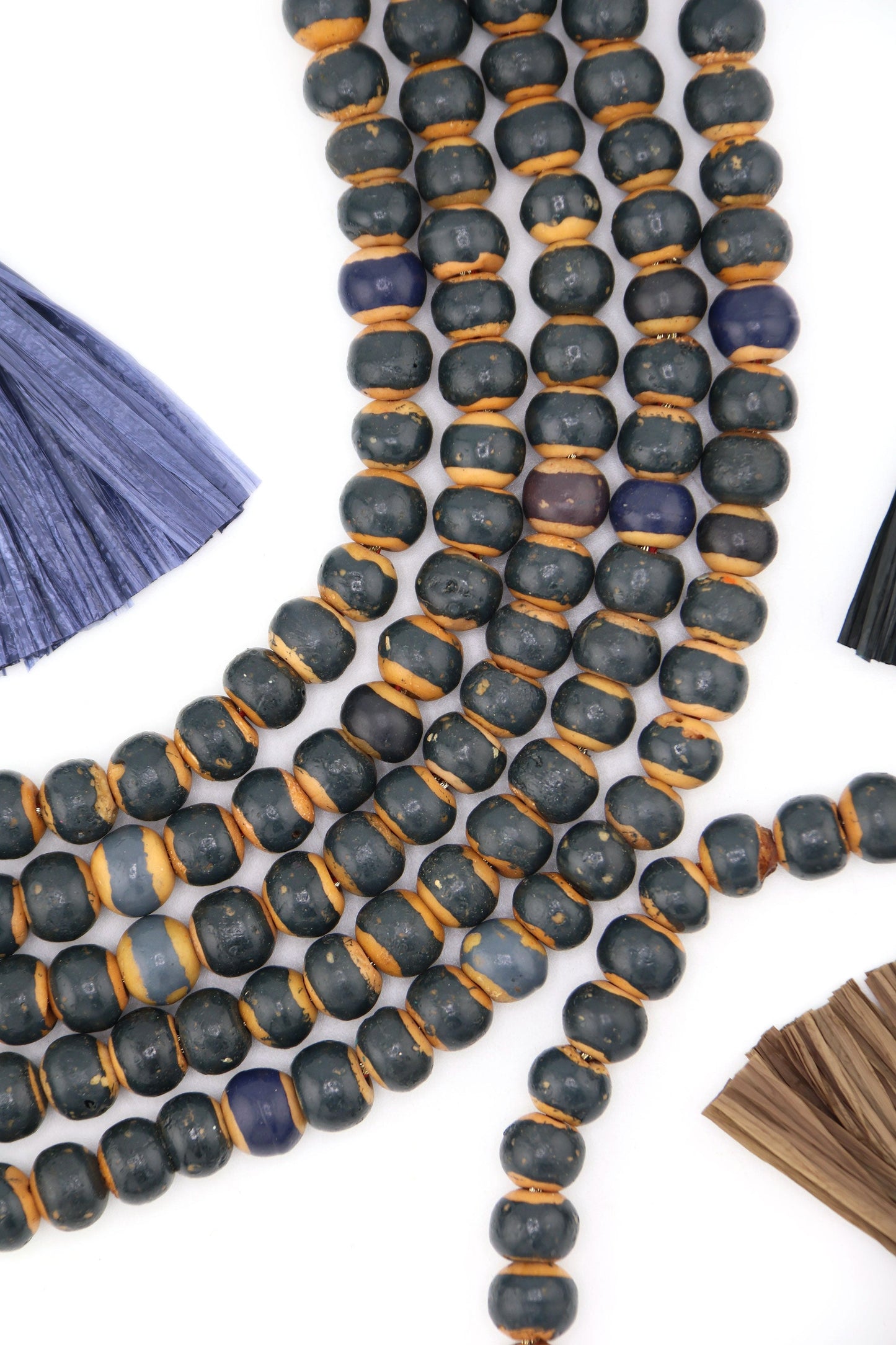 8mm Two Tone Charcoal & Brown Rondelle Bone Beads, 8x7mm