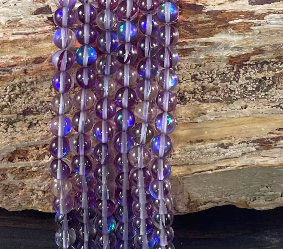 Mermaid Glass Beads aka Mystic Aura Quartz, Round 6mm 8mm