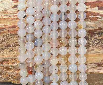 Dendritic Grey Agate, Round 6mm 8mm