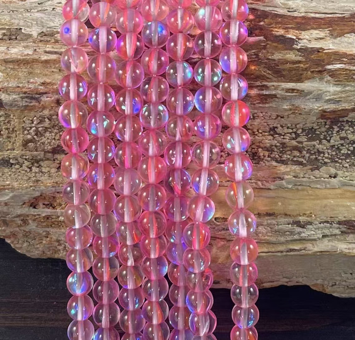 Mermaid Glass Beads aka Mystic Aura Quartz, Round 6mm 8mm