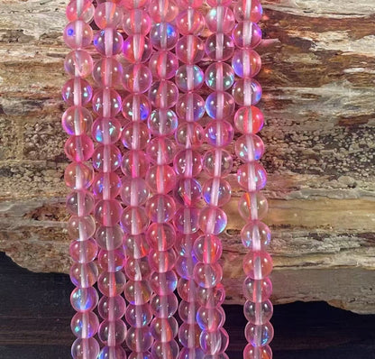Mermaid Glass Beads aka Mystic Aura Quartz, Round 6mm 8mm