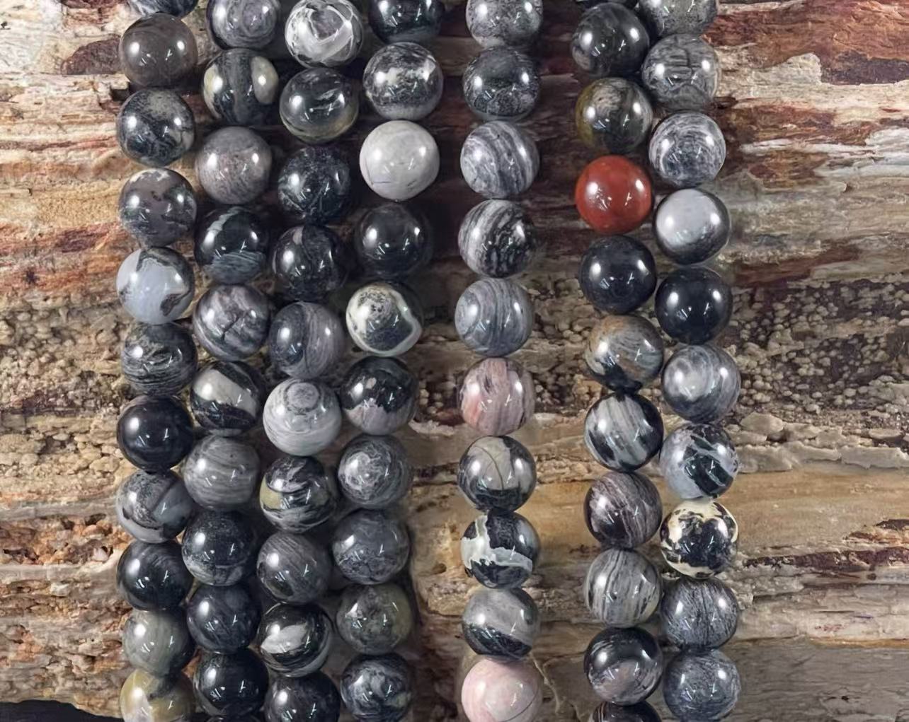 Black Silver Leaf Jasper Round