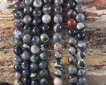 Black Silver Leaf Jasper Round
