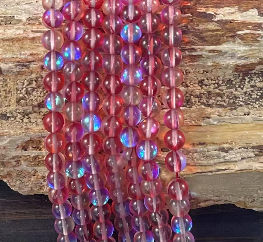Mermaid Glass Beads aka Mystic Aura Quartz, Round 6mm 8mm