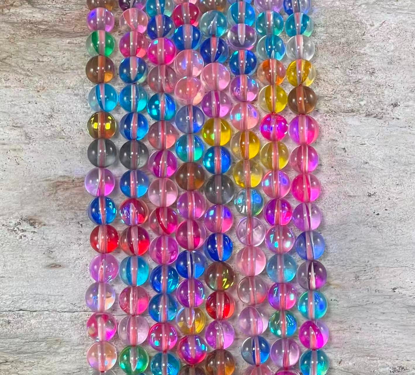 Mermaid Glass Beads aka Mystic Aura Quartz, Round 6mm 8mm