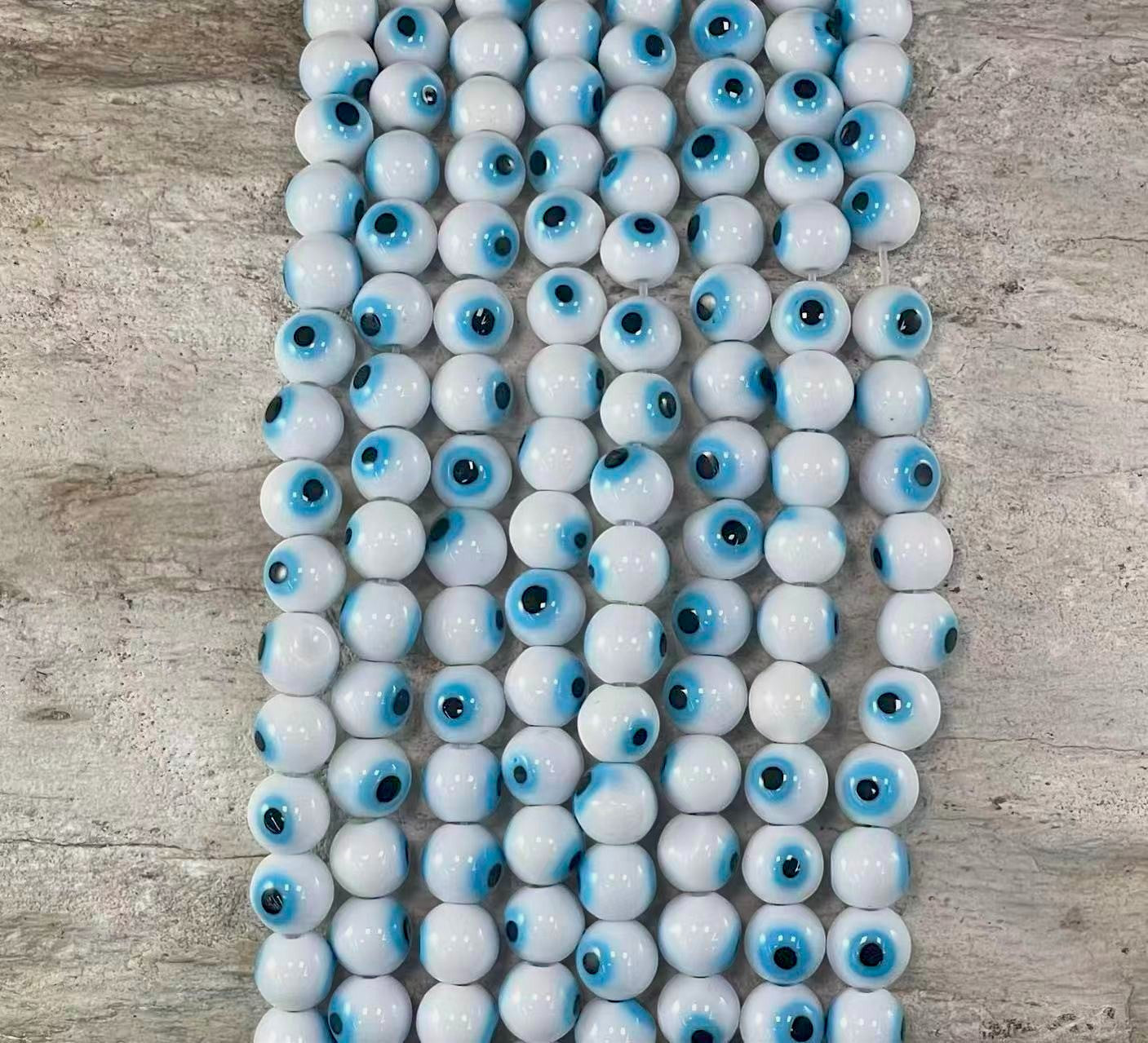 Evil Eye/Mal de Ojo, Glass Beads Round 6mm 8mm