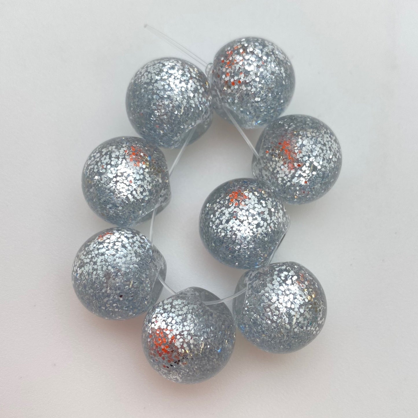 Glitter Bauble 14mm Silver