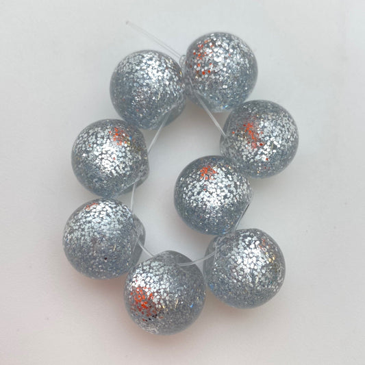 Glitter Bauble 14mm Silver