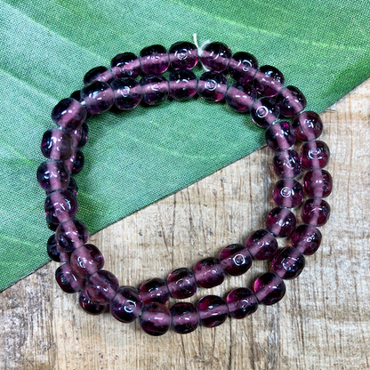 Japanese Purple Glass Dimple Rounds - 100 Pieces