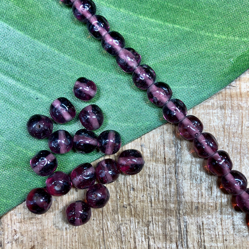 Japanese Purple Glass Dimple Rounds - 100 Pieces