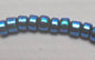 Aqua on Black Dichroic Glass Small Tube Beads