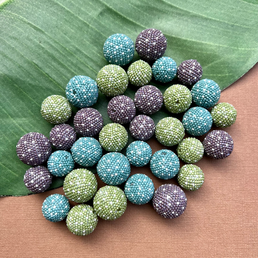 Purple Polka Dots (Size 15) Beaded Beads