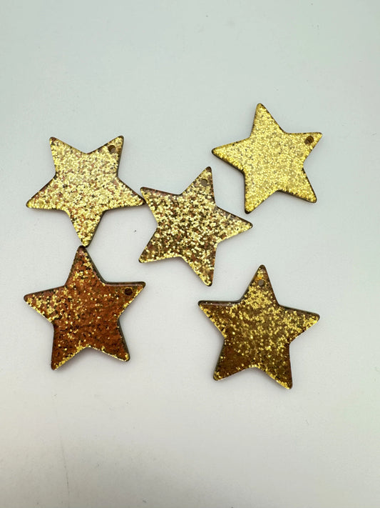 Star Charm 27mm Glitter Gold