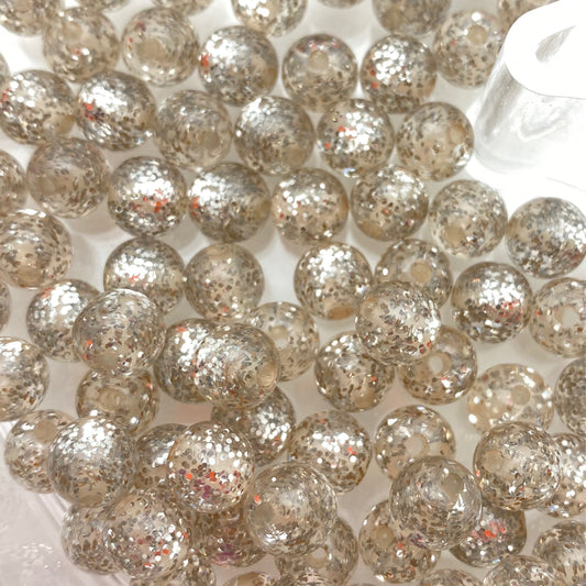 Glitter Round 8mm Silver
