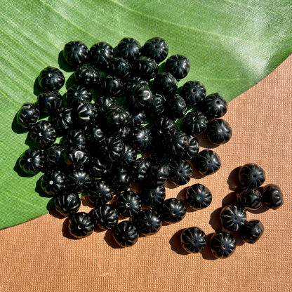 Black Etched Saucer Beads - 50 Pieces