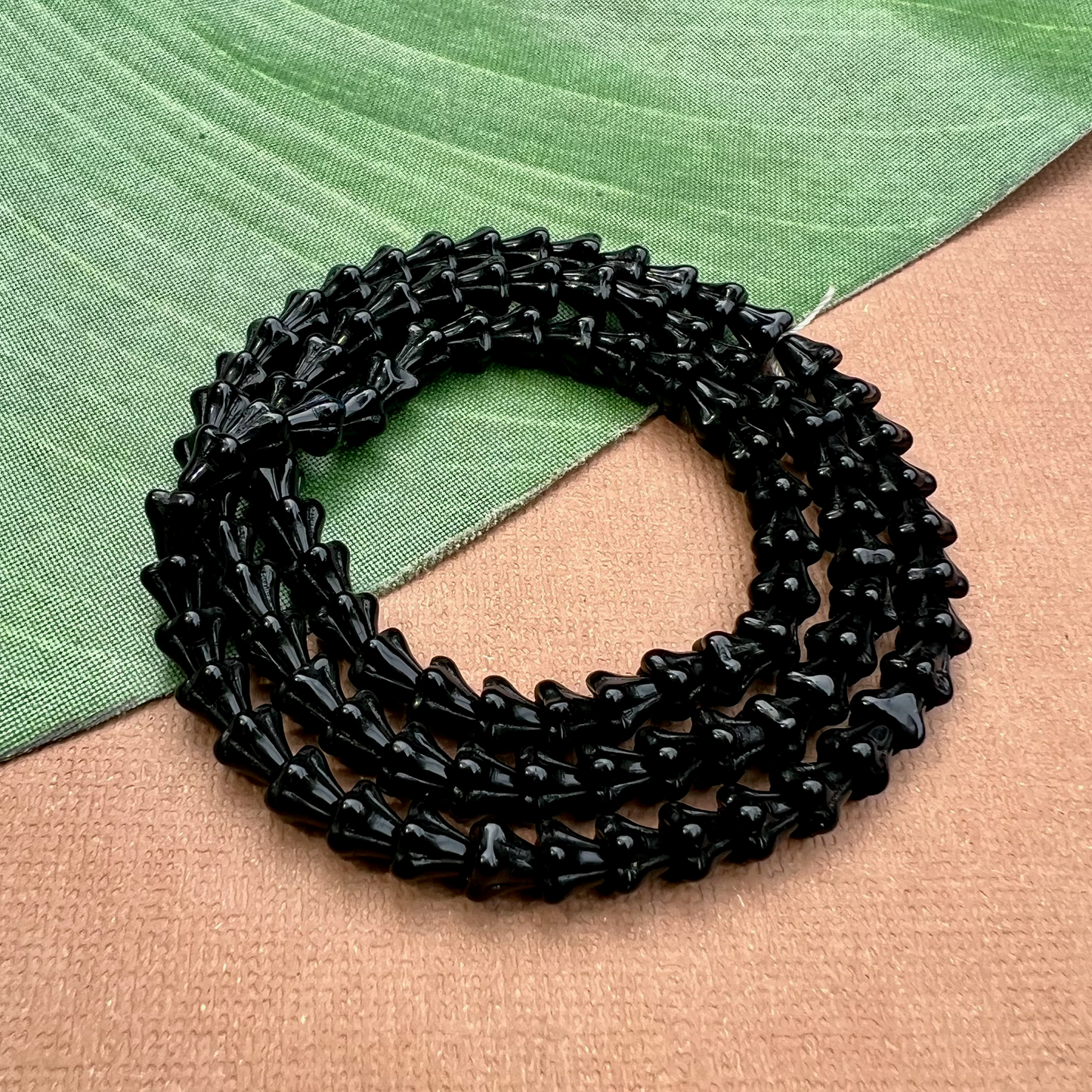 Black Small Flower Cap Beads - 100 Pieces